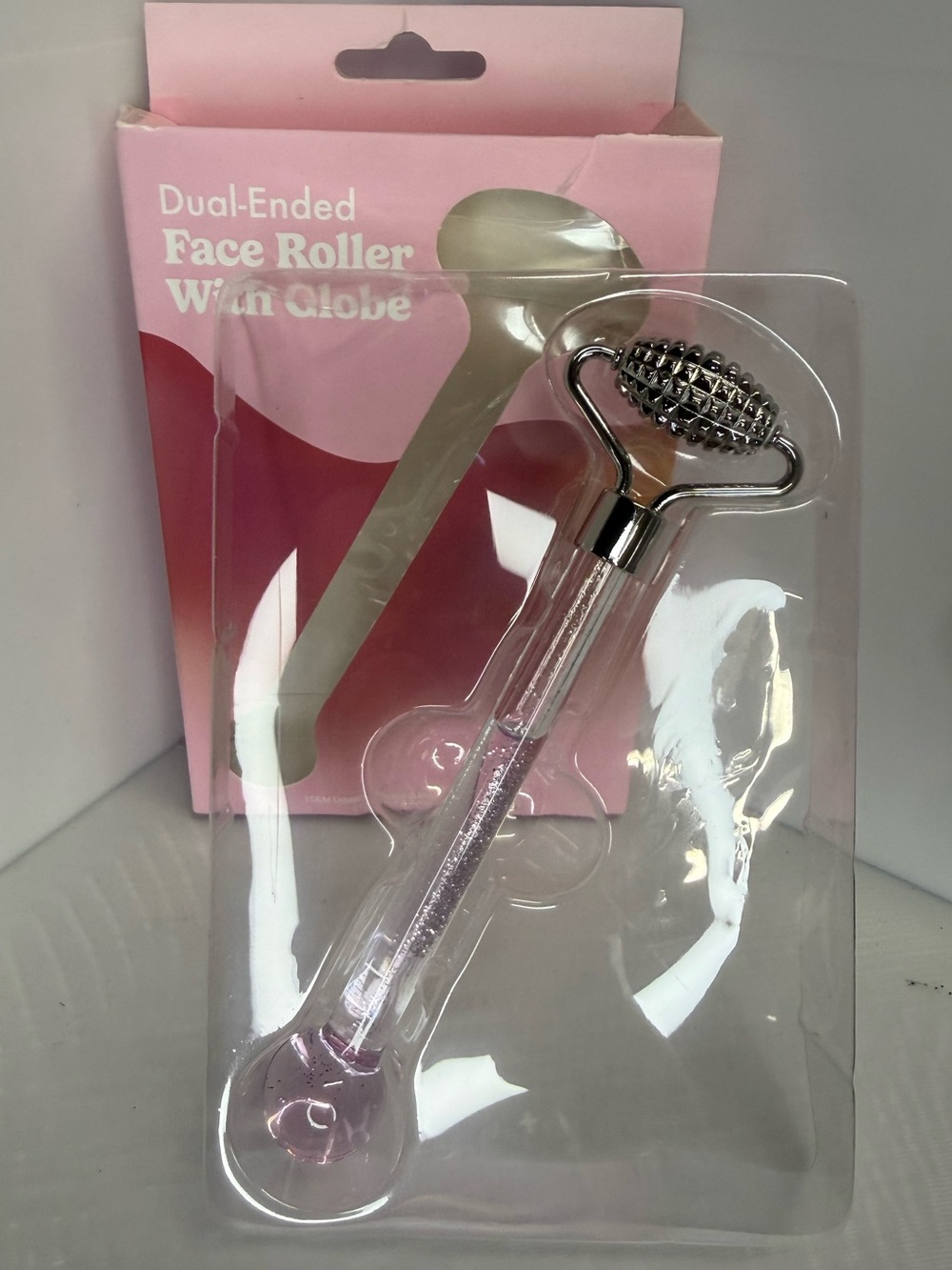 Dual-Ended Face Roller - Pink and Silver